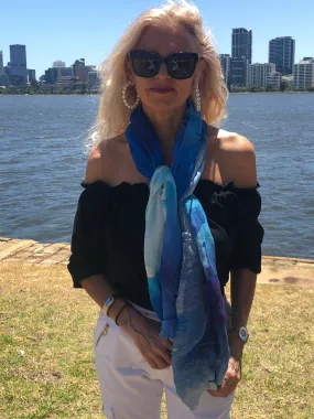 💙  Cotton Linen Scarf Blue Ocean