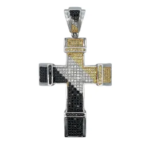 3 Color Chunky Cross CZ Iced Out Pendant