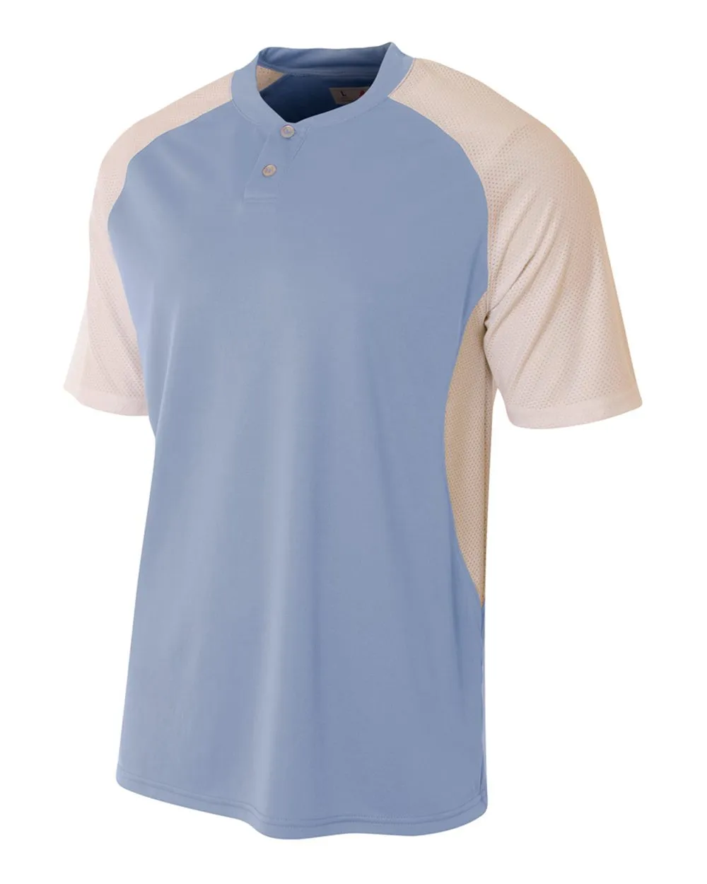 A4 Youth 2-Button Henley w/ Contrast Stretch Mesh