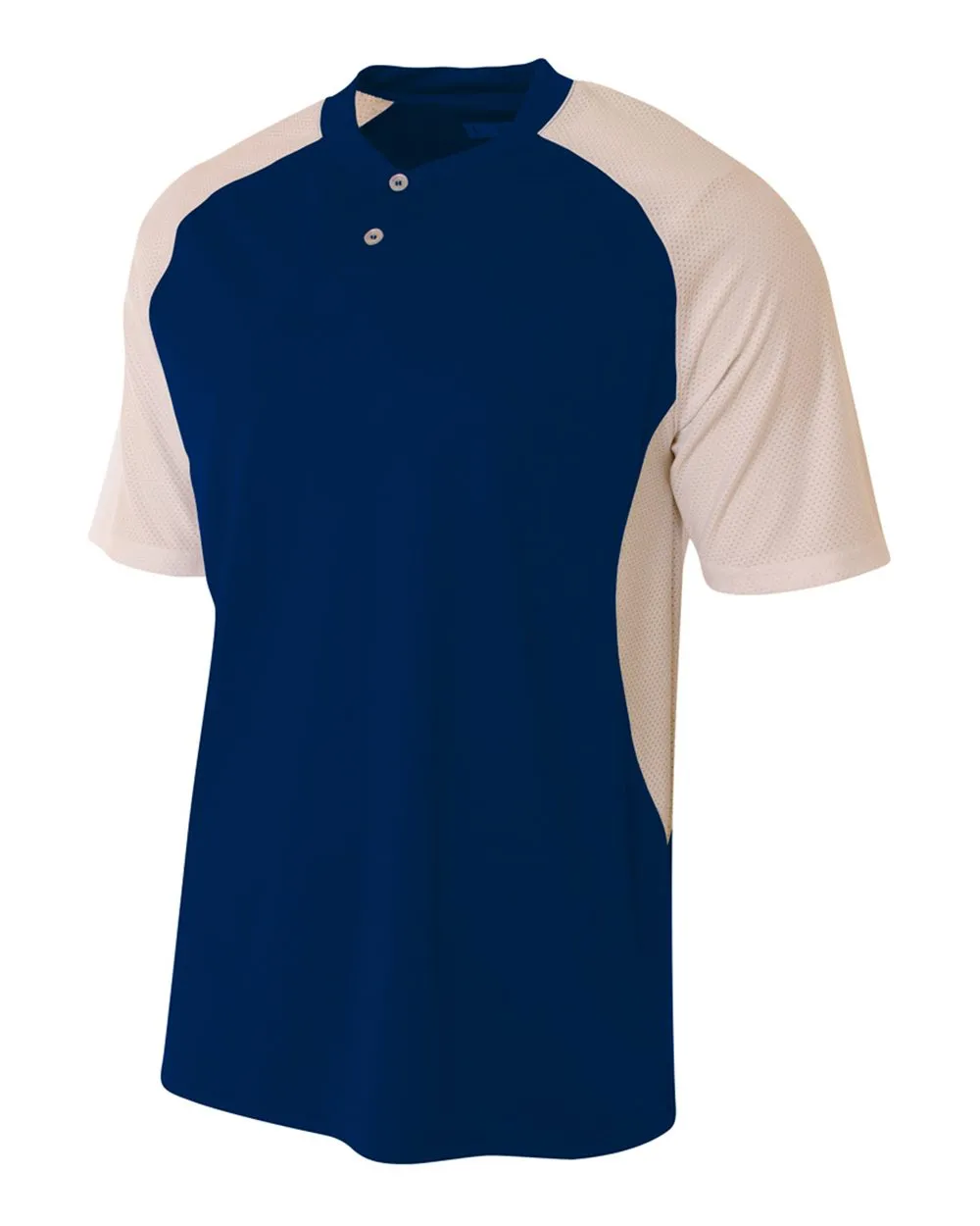 A4 Youth 2-Button Henley w/ Contrast Stretch Mesh