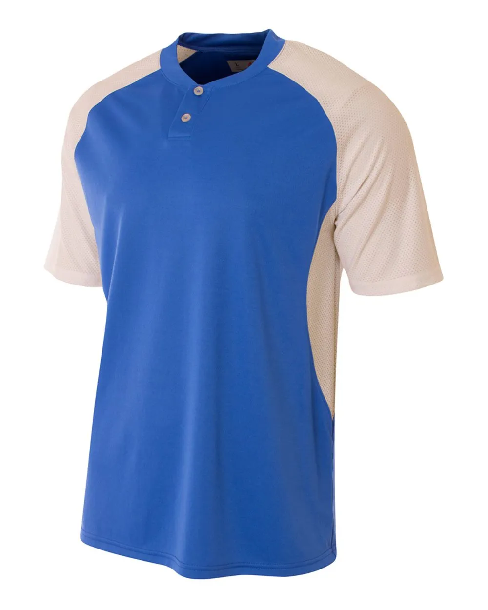 A4 Youth 2-Button Henley w/ Contrast Stretch Mesh
