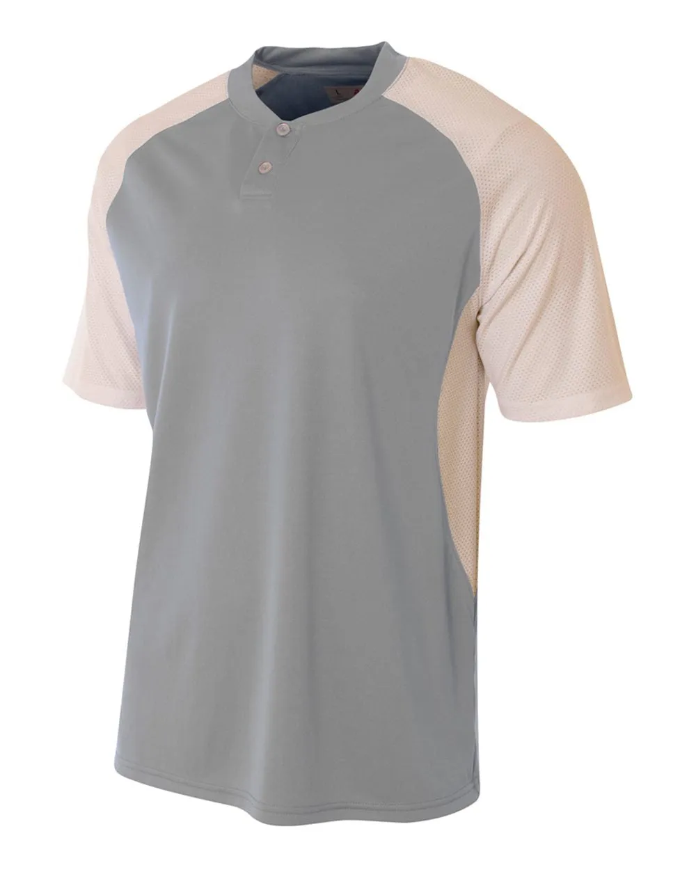 A4 Youth 2-Button Henley w/ Contrast Stretch Mesh