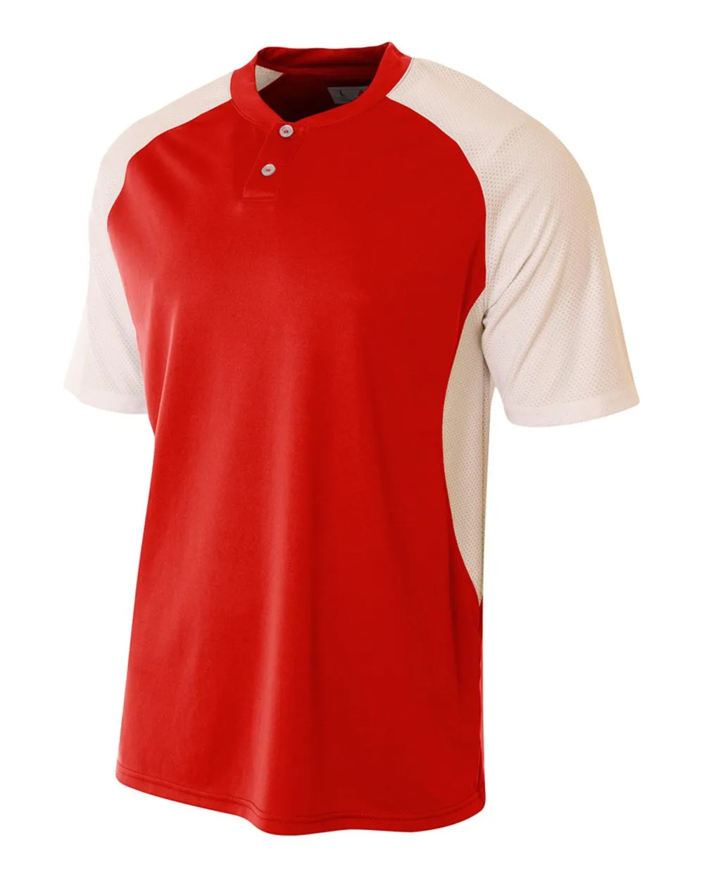 A4 Youth 2-Button Henley w/ Contrast Stretch Mesh