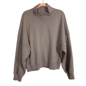 Abercrombie & Fitch Soft A&F Max Essentials Taupe Half Zip Pullover-Size XL