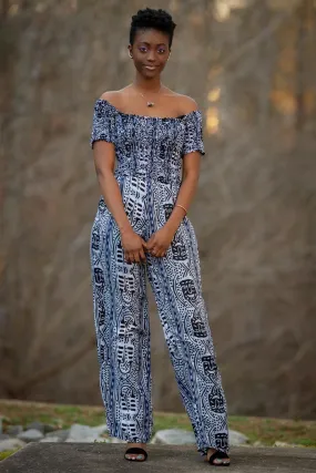 African Print Zona Jumpsuit (Black & White)