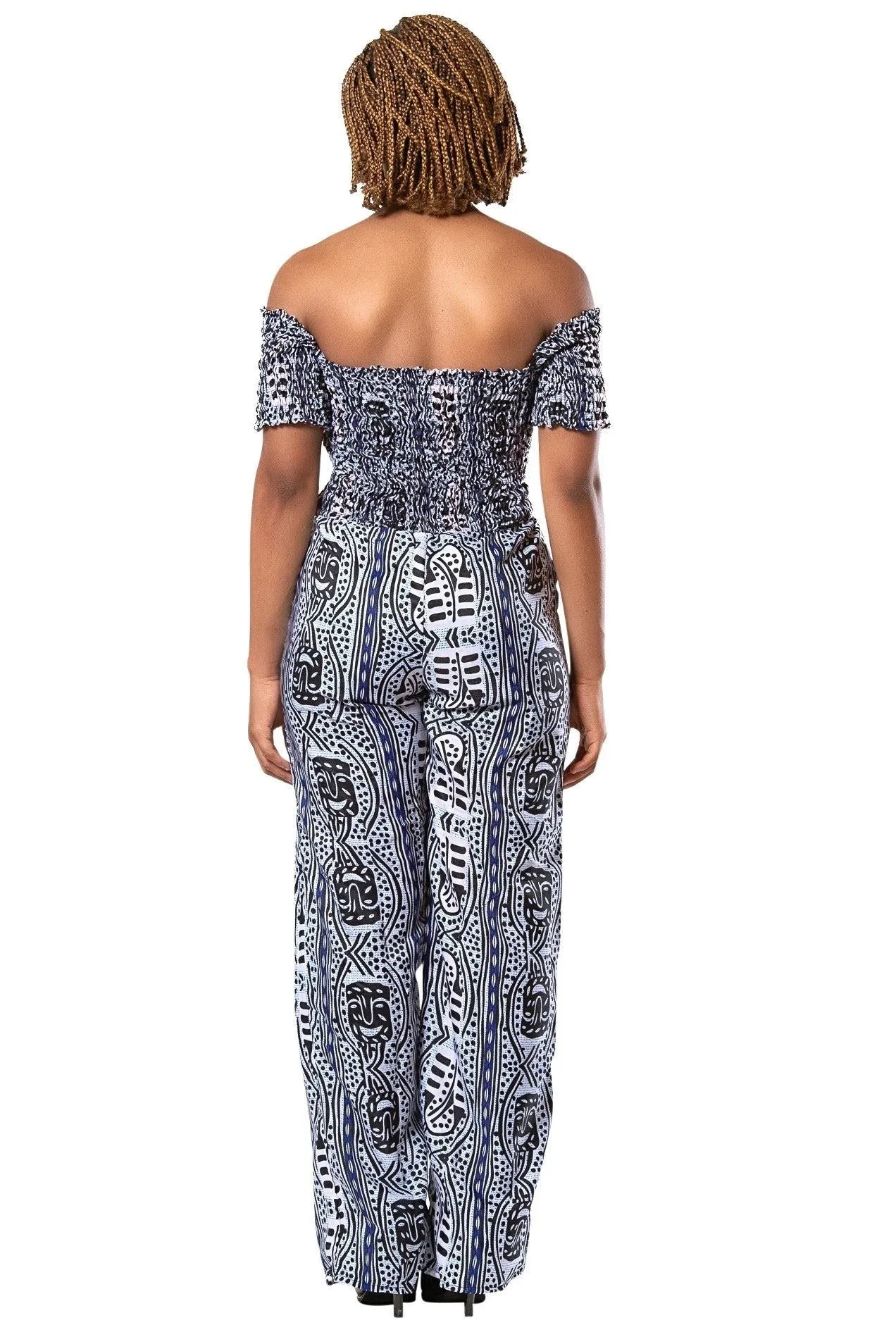 African Print Zona Jumpsuit (Black & White)