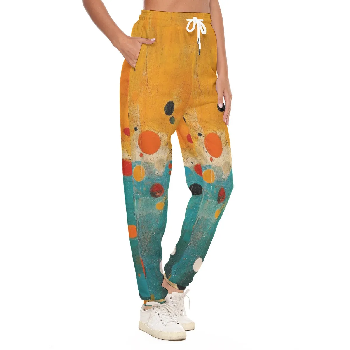 All-Over Print Women's Casual Pants 252 abstract, circles, print