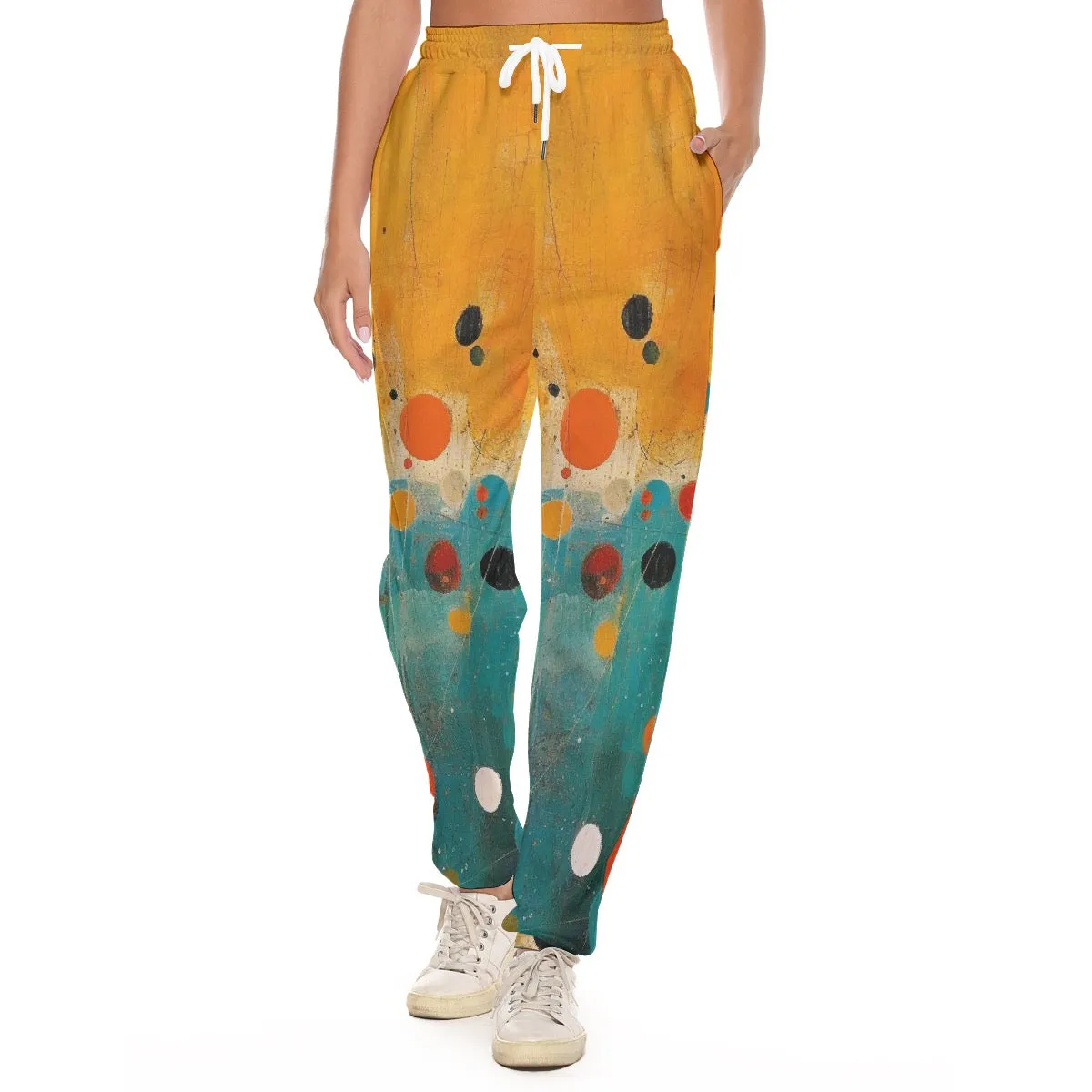 All-Over Print Women's Casual Pants 252 abstract, circles, print
