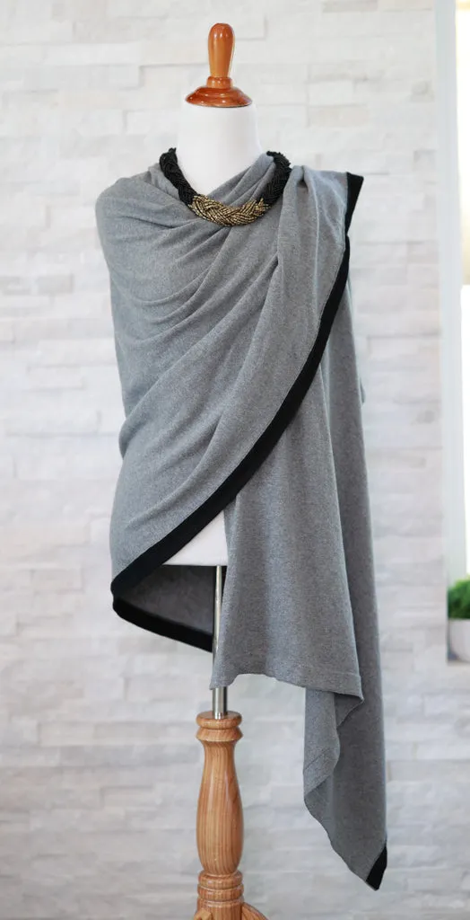 All Season Scarf-  gray with black stripe