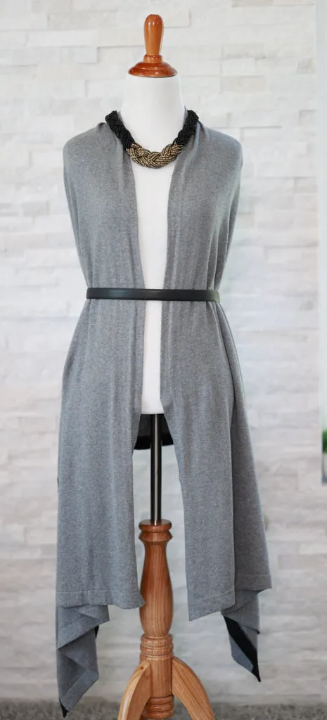 All Season Scarf-  gray with black stripe