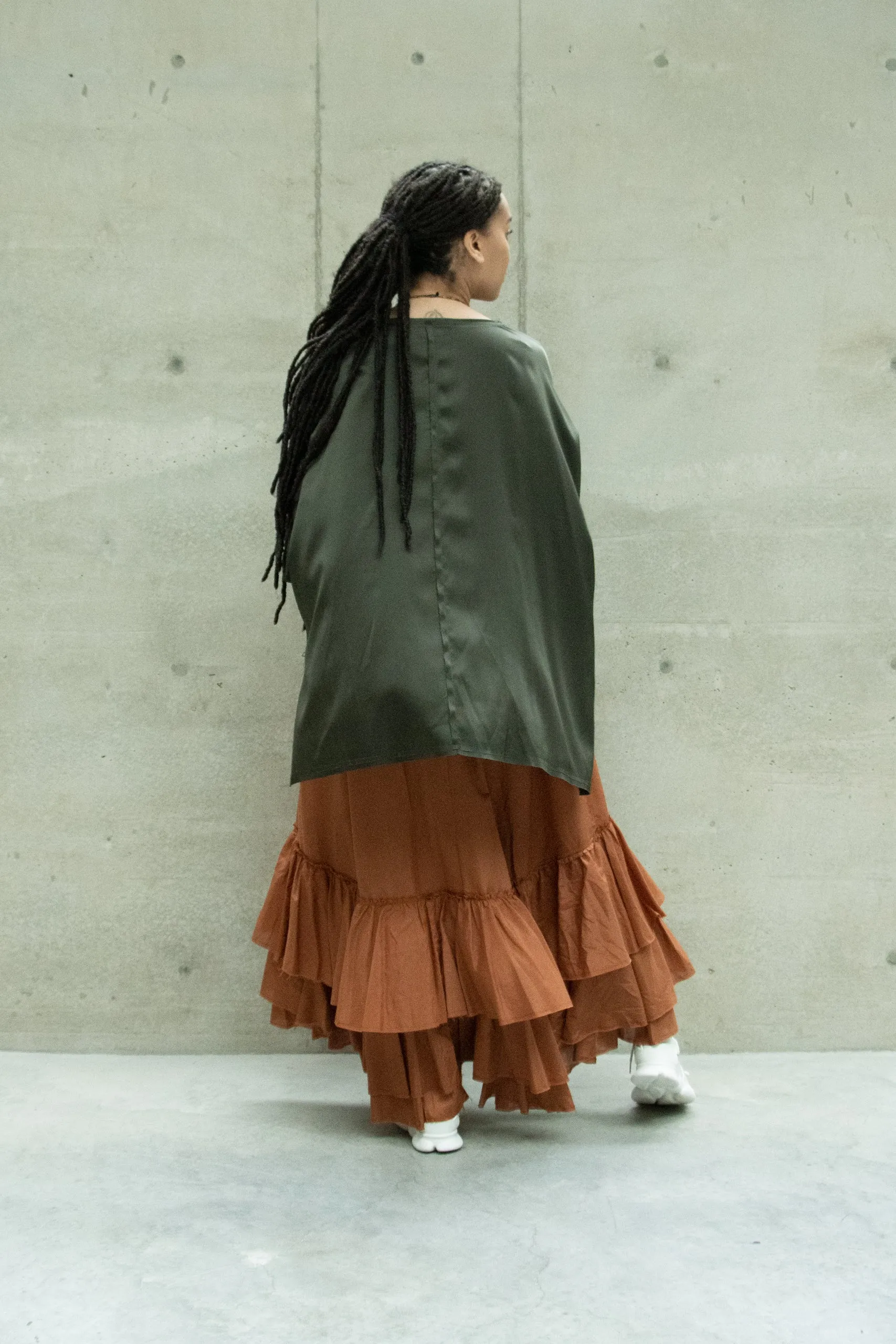Amano CoLAB Olive Silk Top