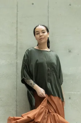 Amano CoLAB Olive Silk Top