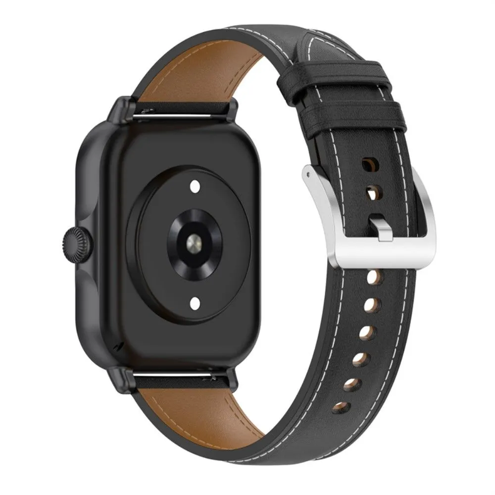 Amazfit GTS 3 / Bip U Top Layer Cowhide leather watch strap - Black