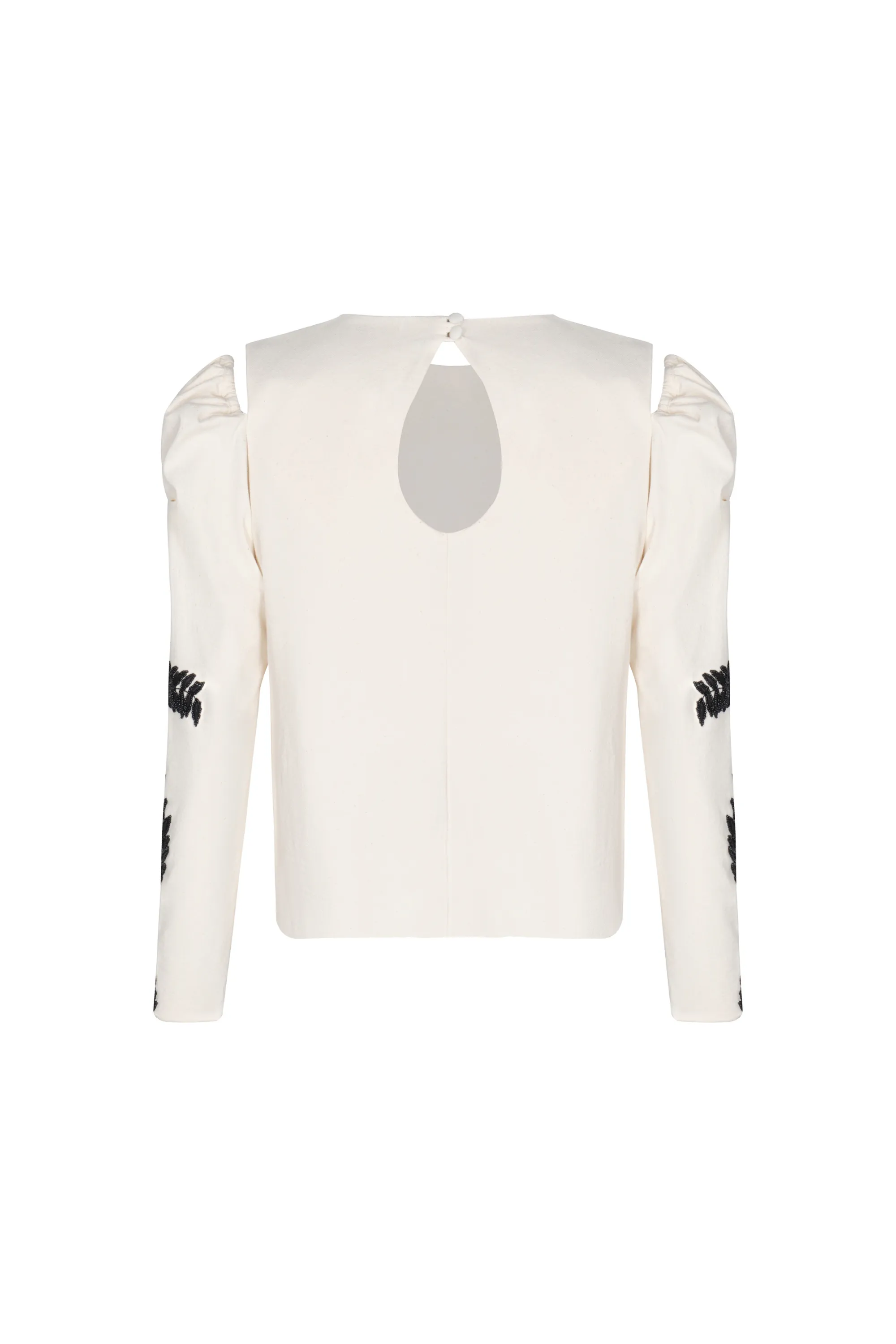Ana Canvas Hand Embroidered Blouse / Ecru