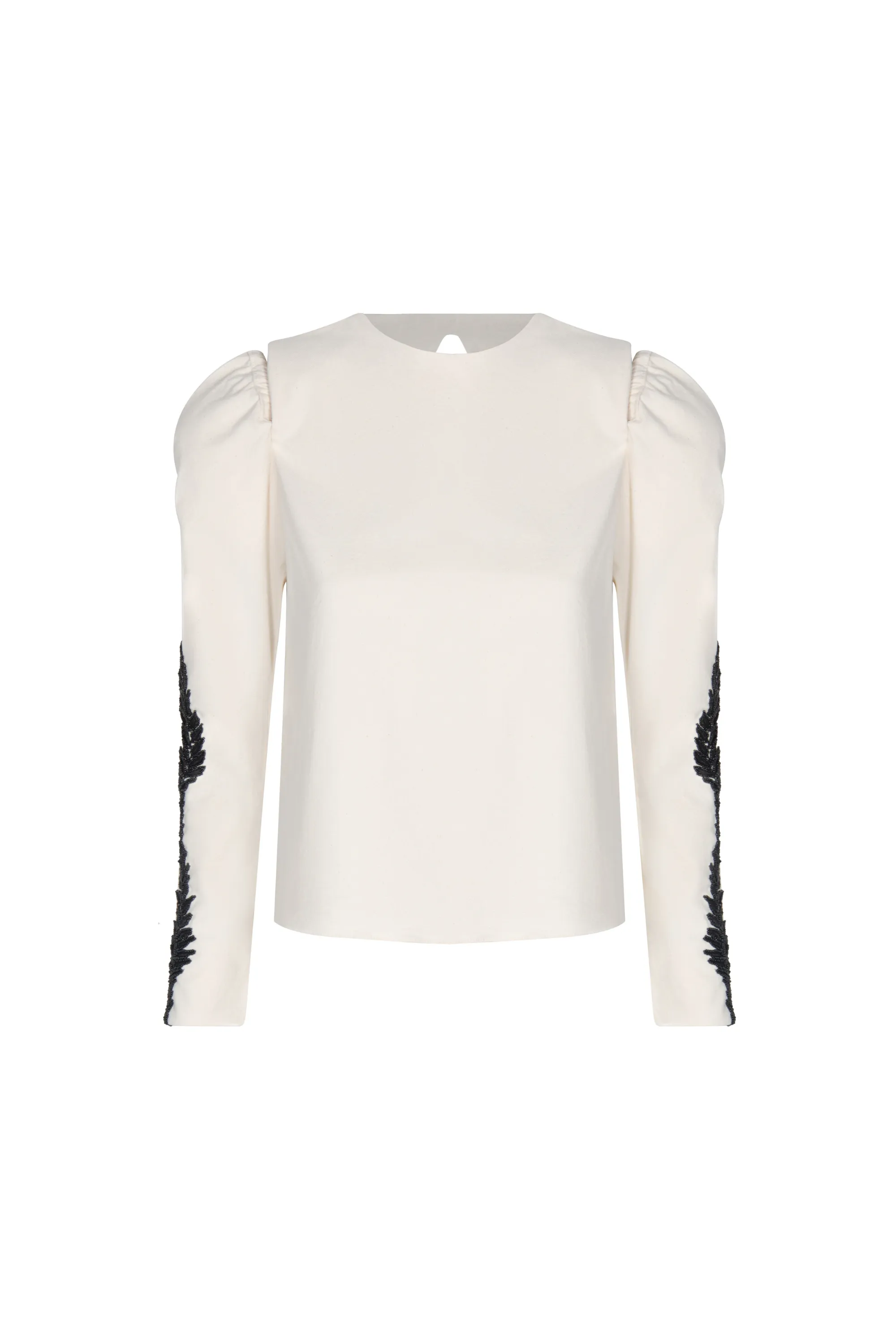 Ana Canvas Hand Embroidered Blouse / Ecru