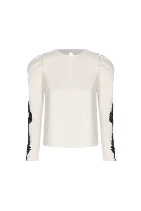Ana Canvas Hand Embroidered Blouse / Ecru