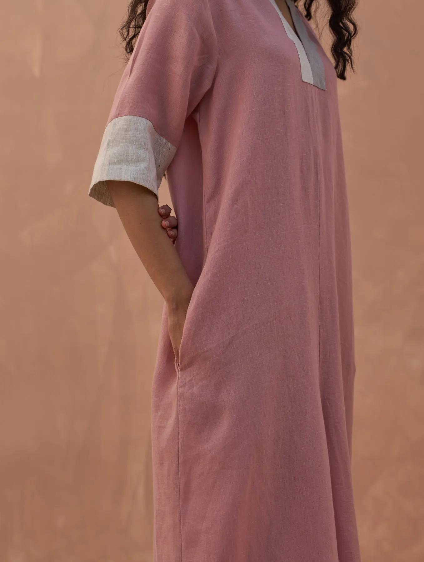 Anahi Color-Blocked Linen Jumpsuit - Charcoal