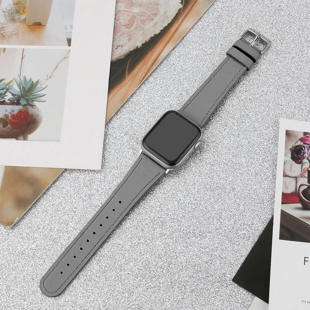 Apple Watch (45mm) top layer cowhide genuine leather watch strap - Grey