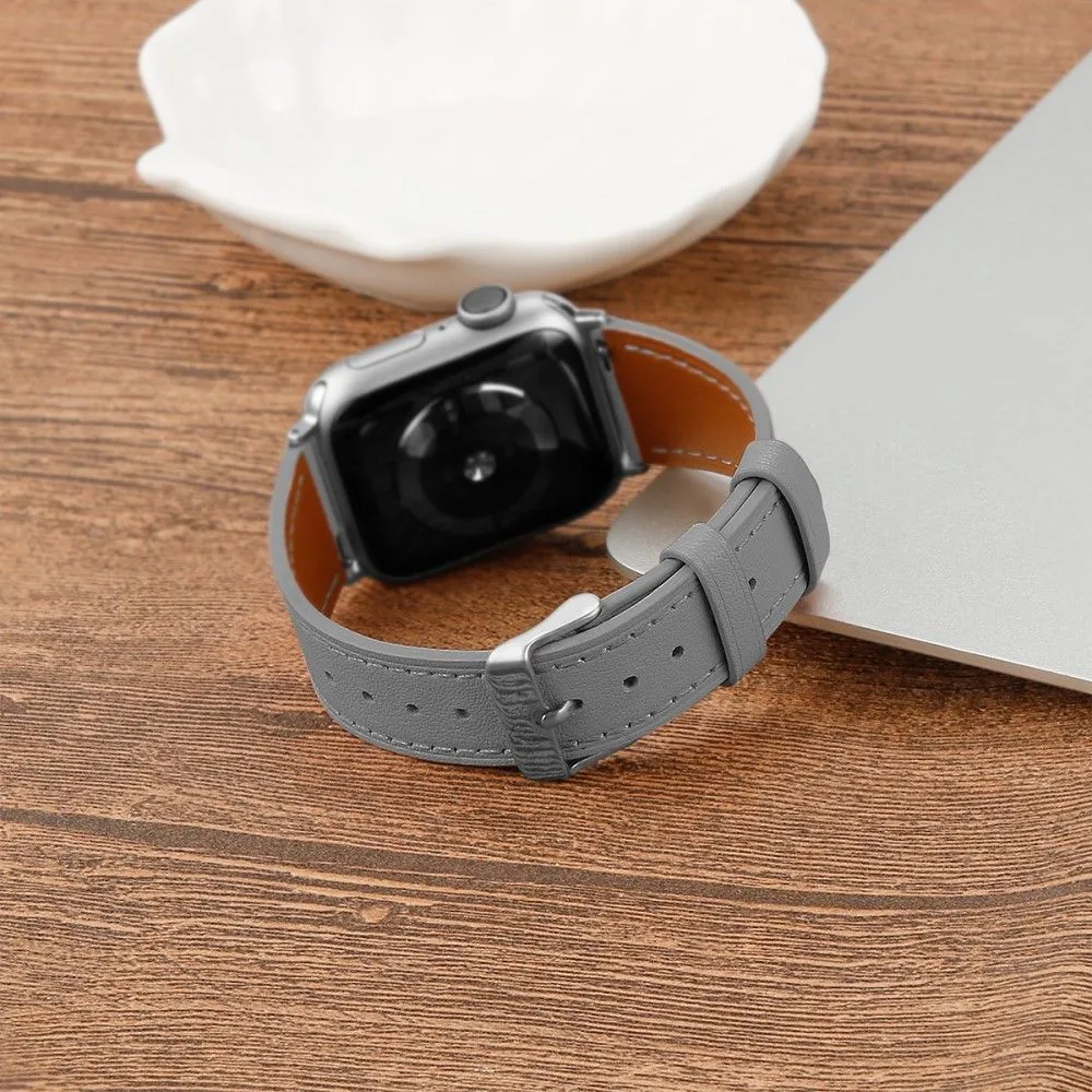Apple Watch (45mm) top layer cowhide genuine leather watch strap - Grey