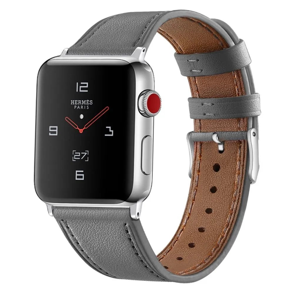 Apple Watch (45mm) top layer cowhide genuine leather watch strap - Grey