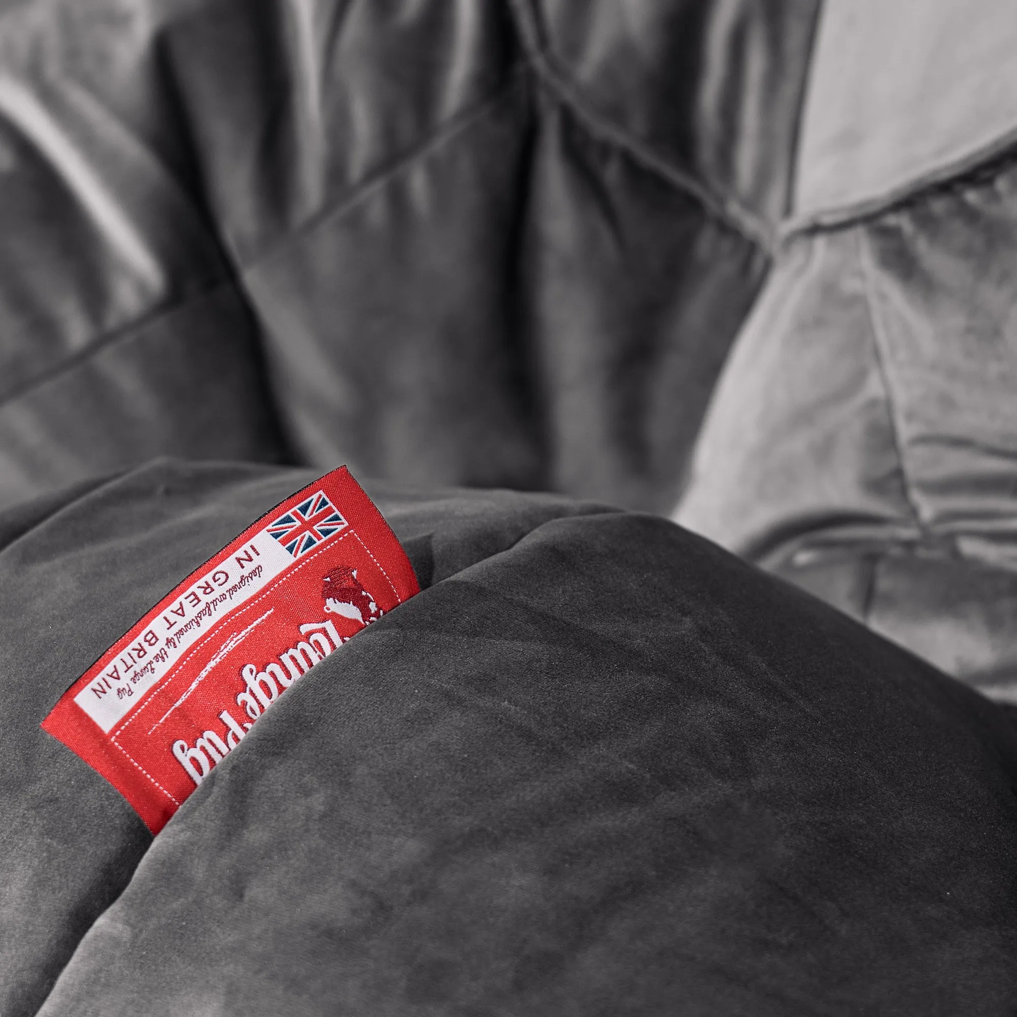 Archi Bean Bag Chair - Velvet Graphite Grey
