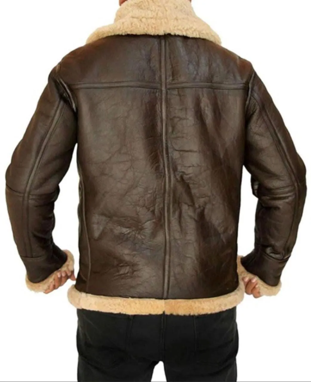 B3 Ginger Sheepskin Fur Brown Leather Jacket