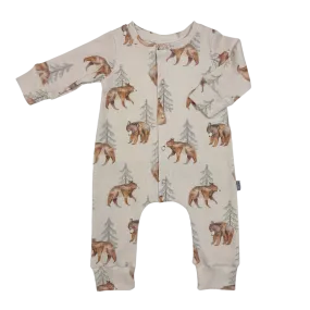 Baby Jumpsuit Rib Bears and Trees