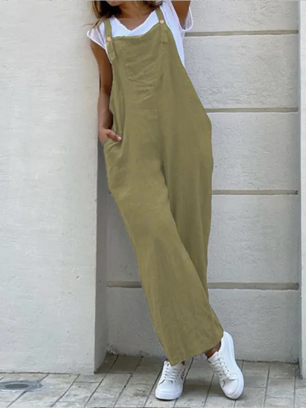 Baggy Bib Overalls in Cotton Linen – Essential Pantsuit