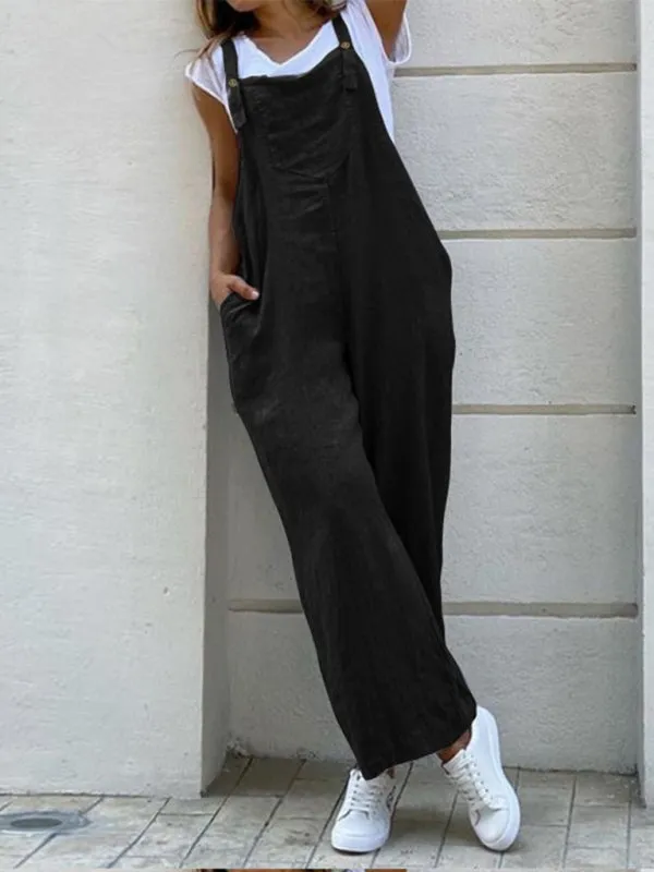 Baggy Bib Overalls in Cotton Linen – Essential Pantsuit