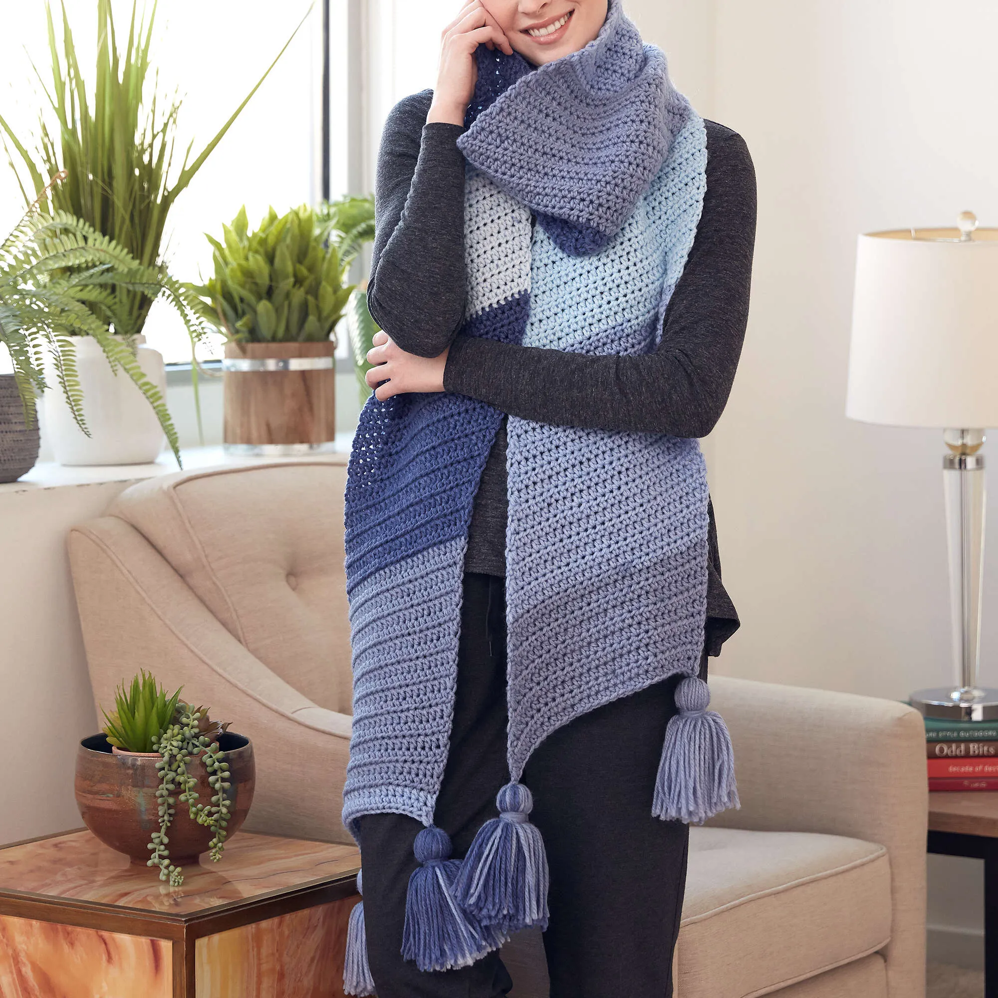 Bernat Lean On Me Crochet Scarf