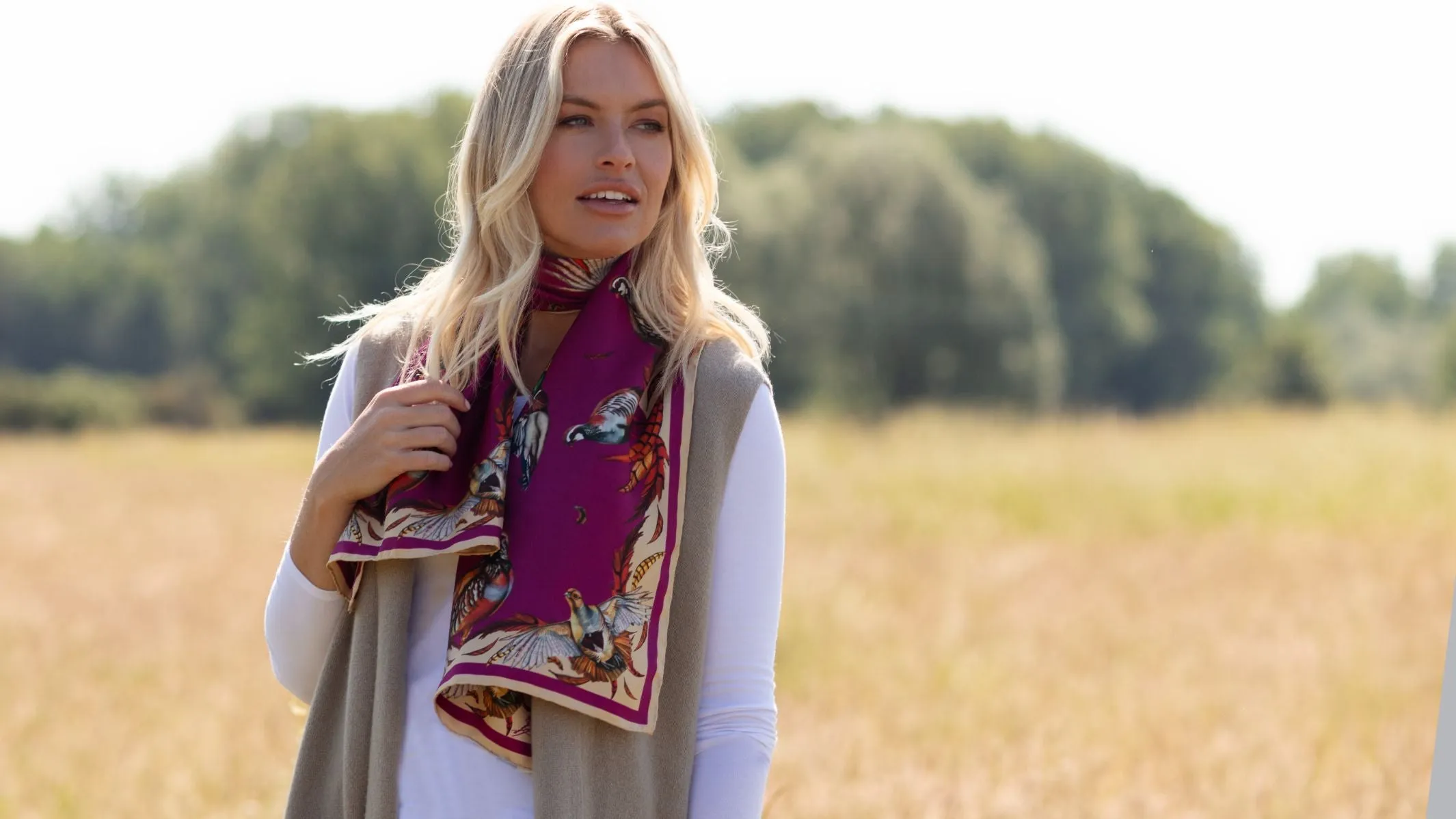 Best In Show Magenta & Gold Classic Silk Scarf