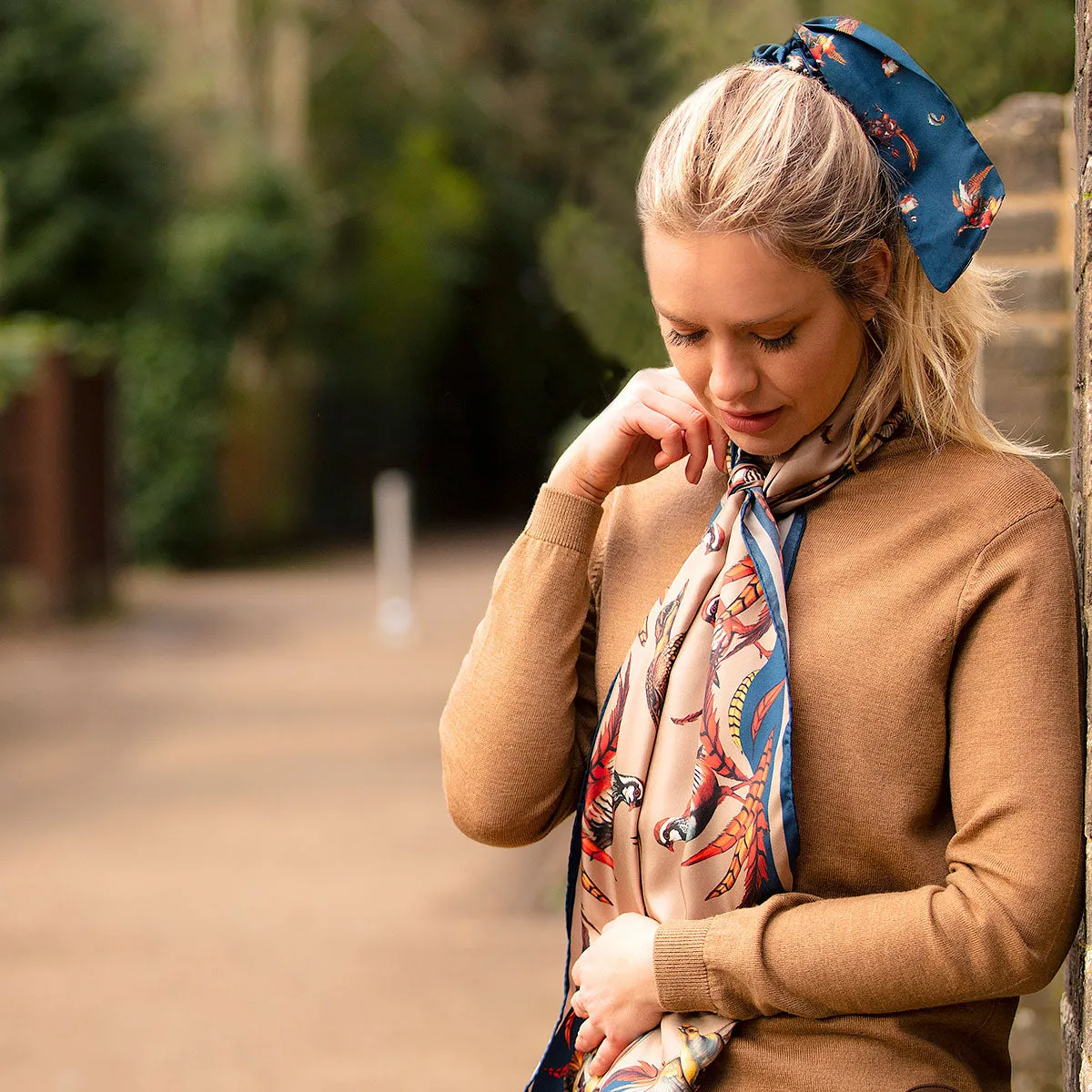 Best In Show Toffee & Navy Classic Silk Scarf