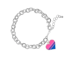 Bisexual Flag Heart Chunky Charm Bracelets