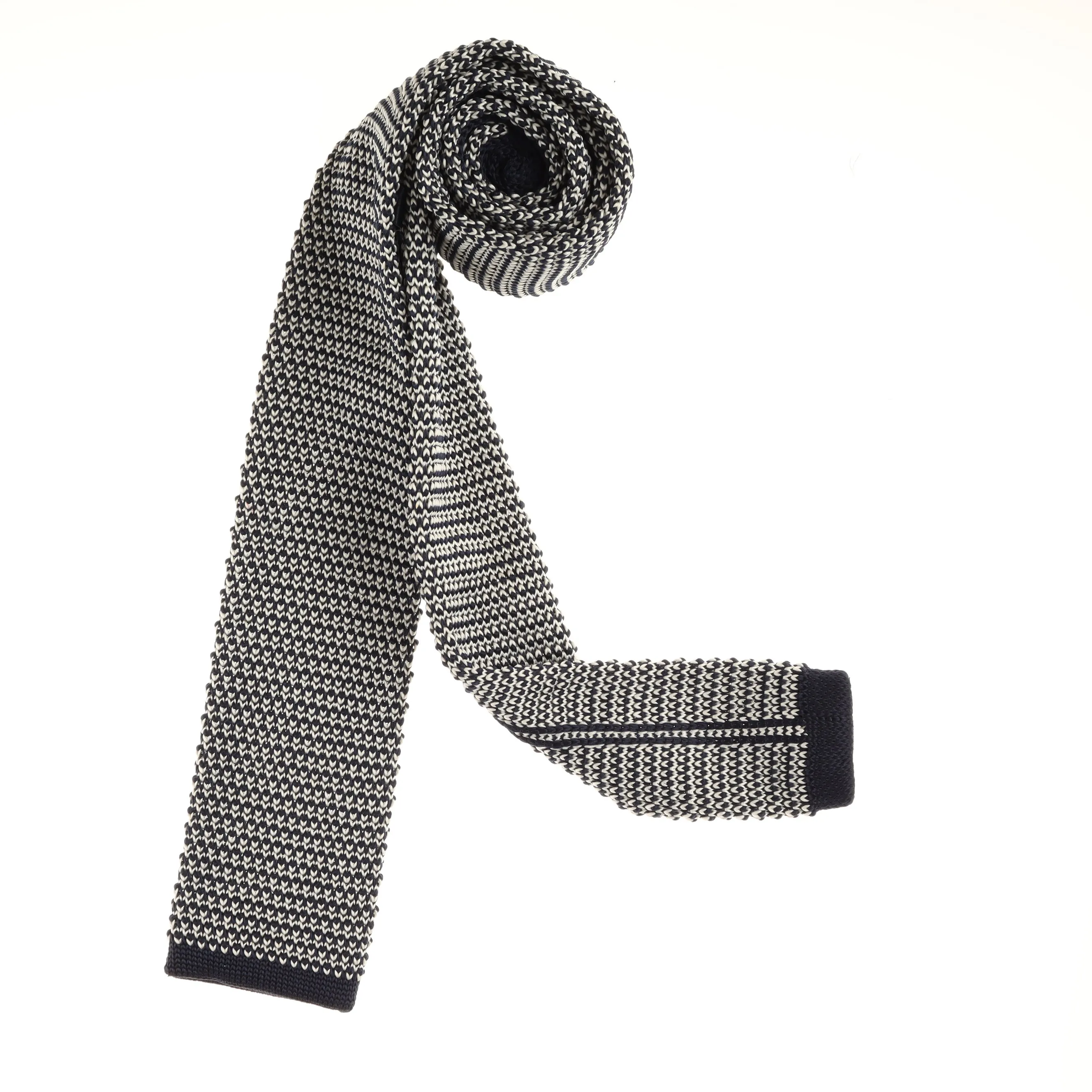 Black & Ivory Designed Knit Tie