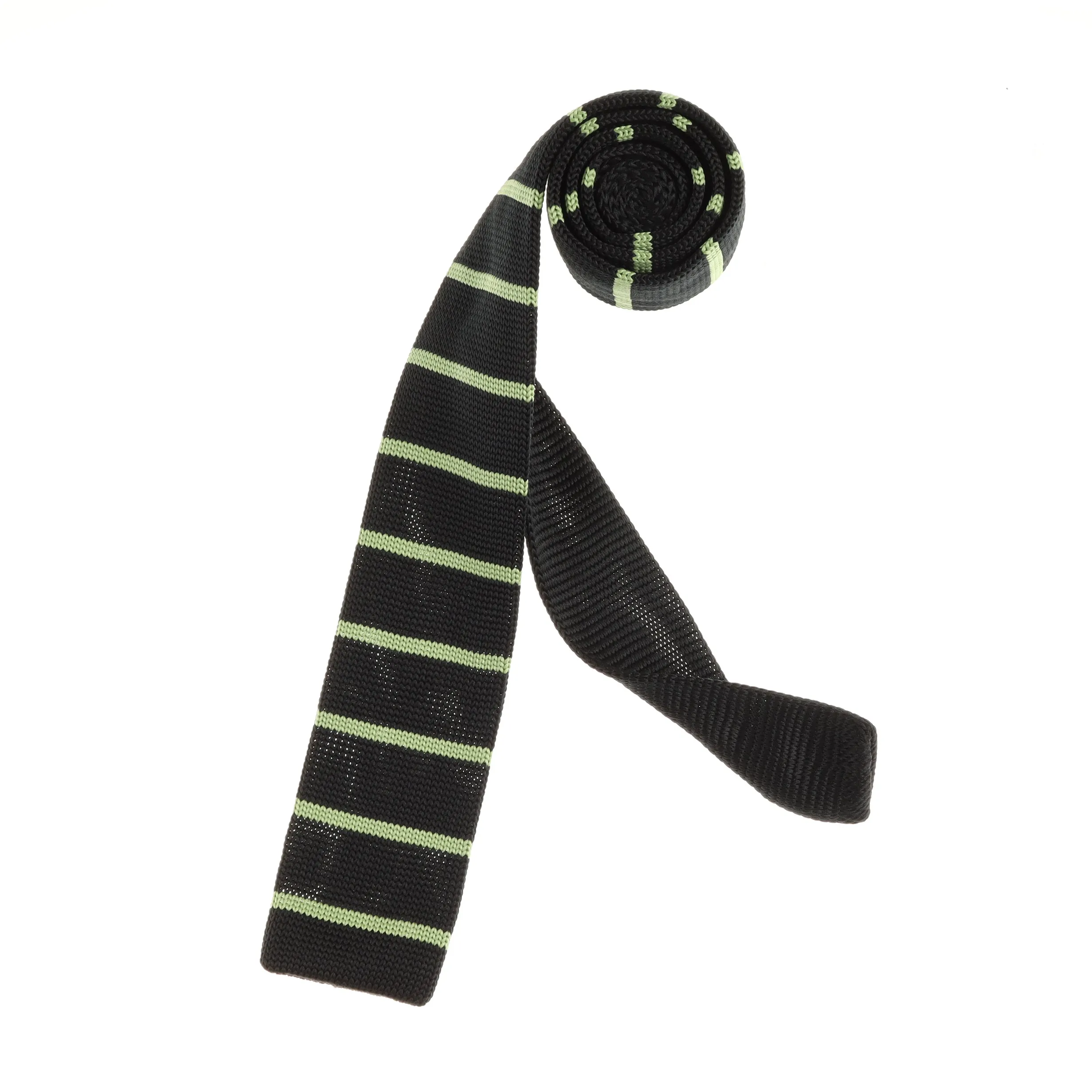 Black & Light Green Horizontal Knit Tie