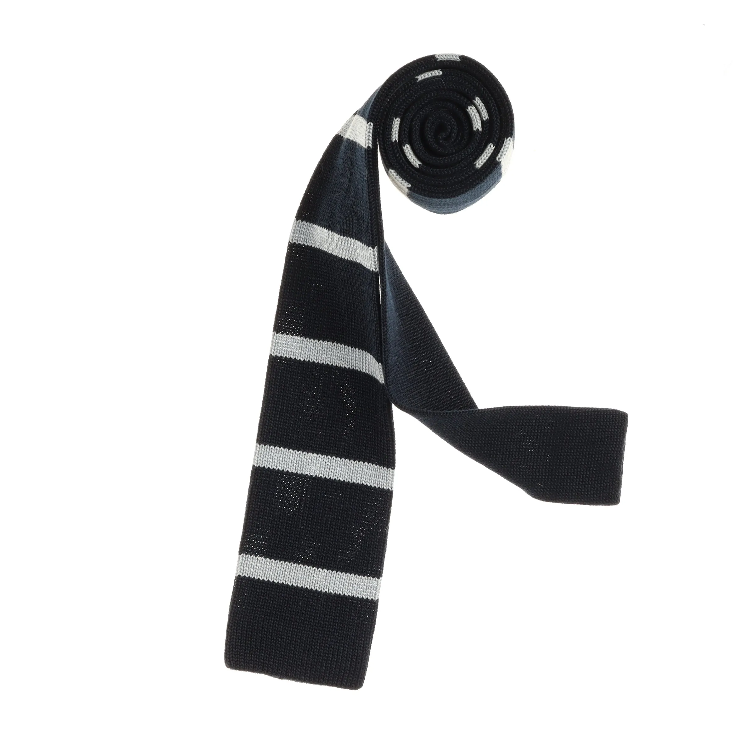 Black & Silver Horizontal Knit Tie