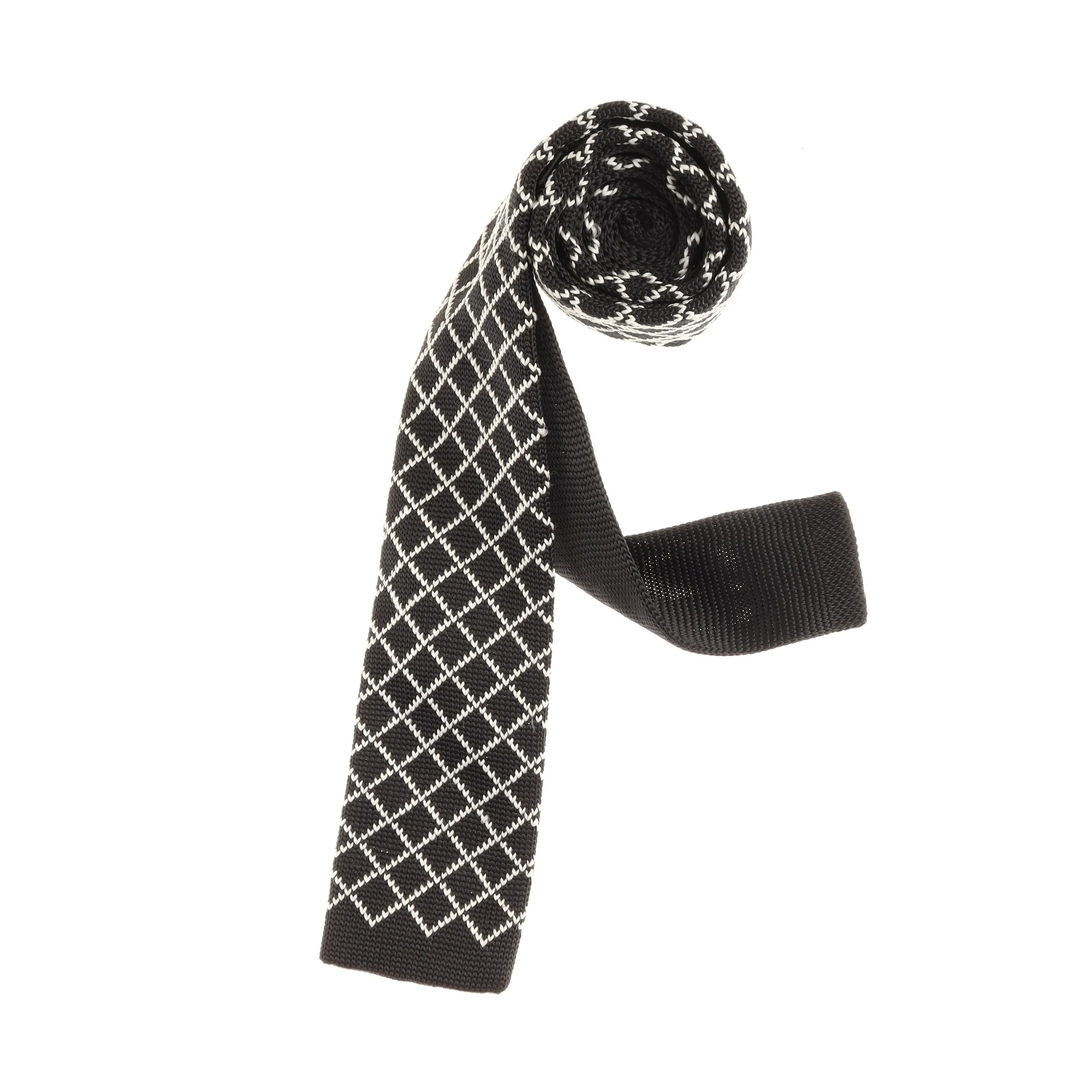Black & White Designed Knit Tie