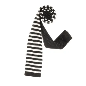 Black & White Striped Knit Tie