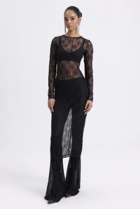Black Lace Flared Pants
