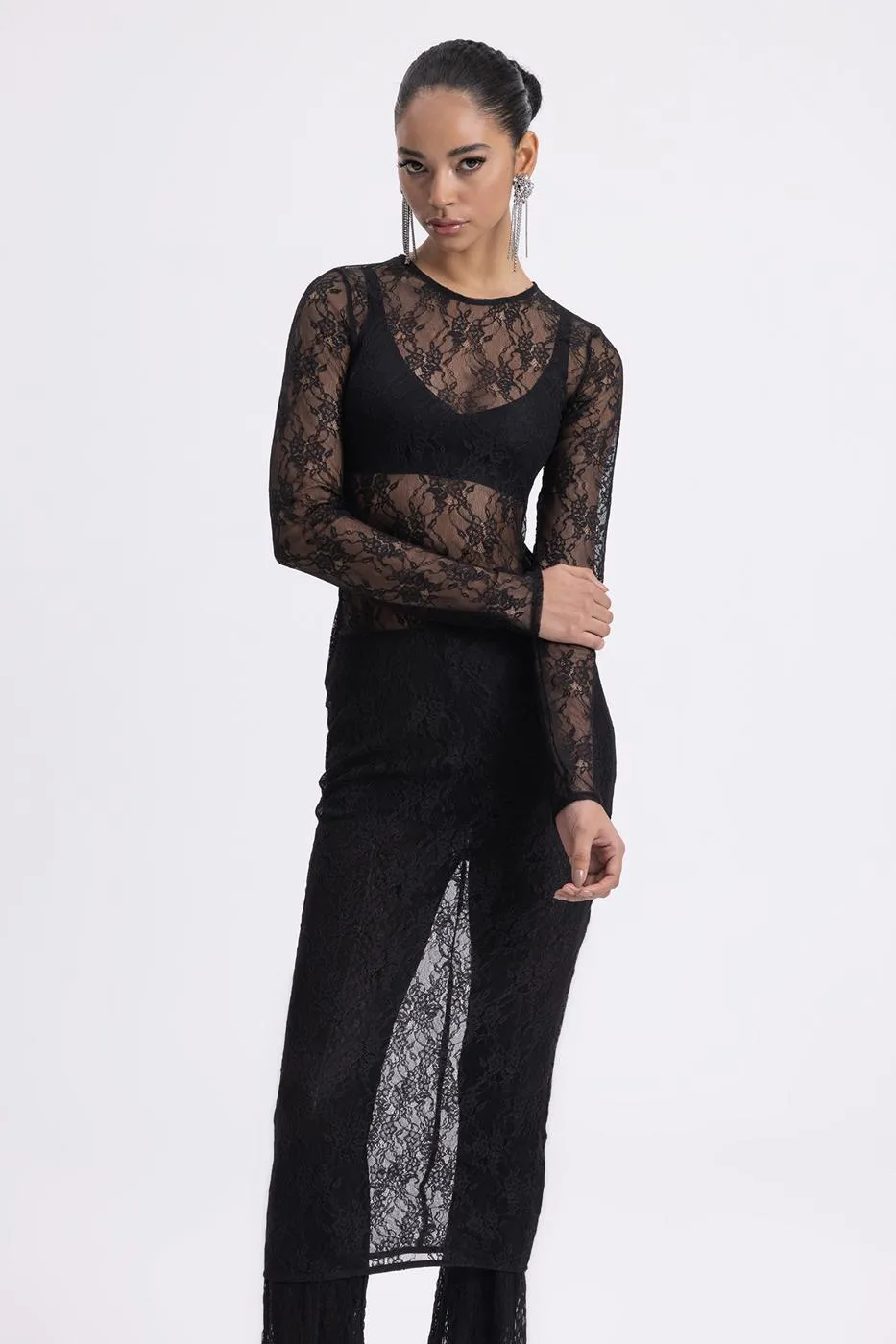 Black Lace Flared Pants