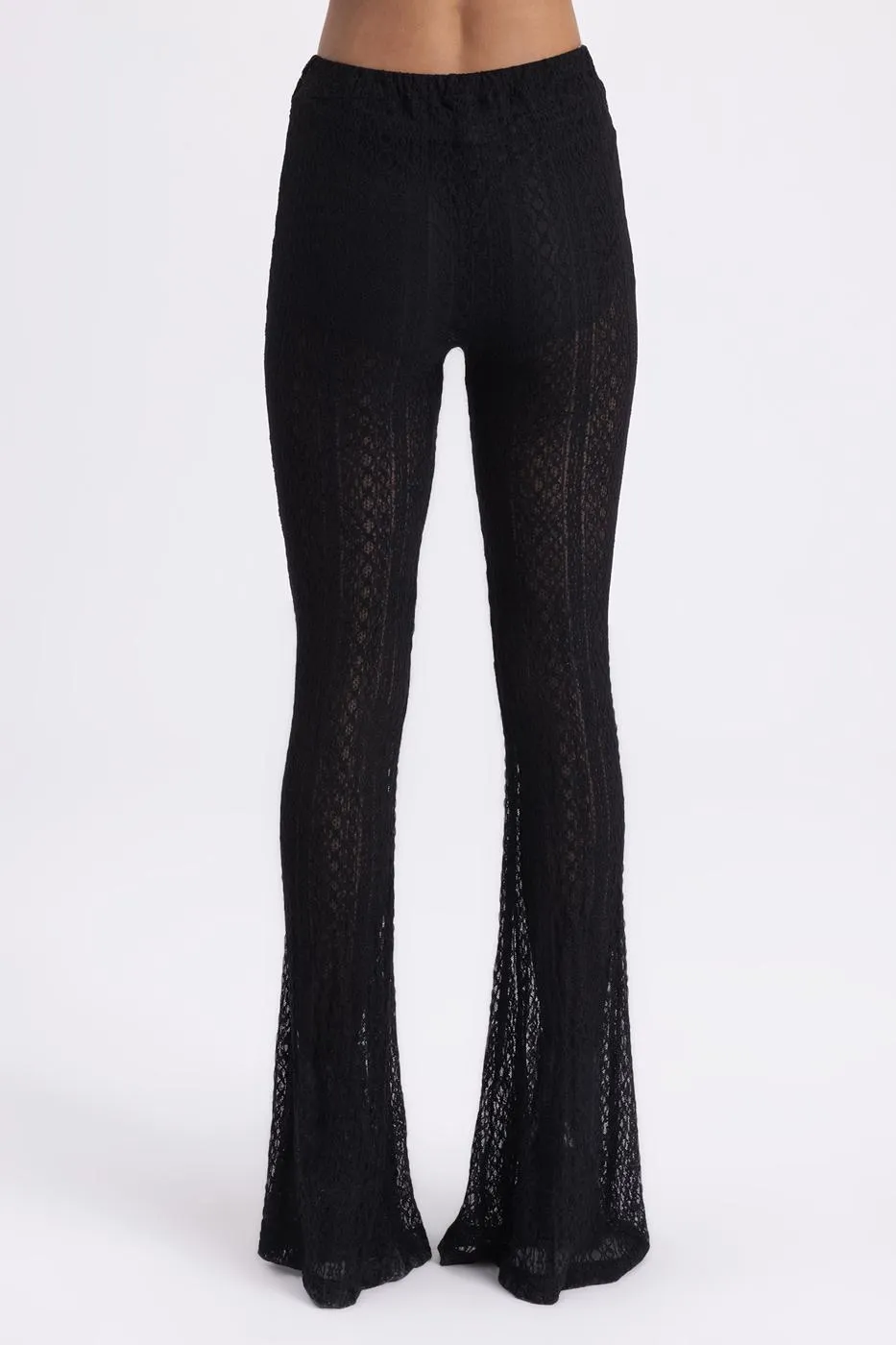 Black Lace Flared Pants