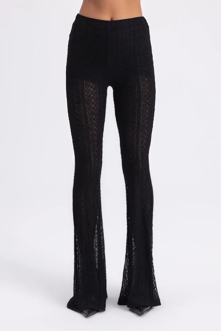 Black Lace Flared Pants