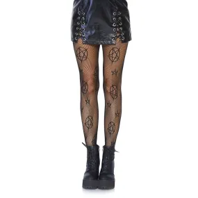 Black occult net tights for women