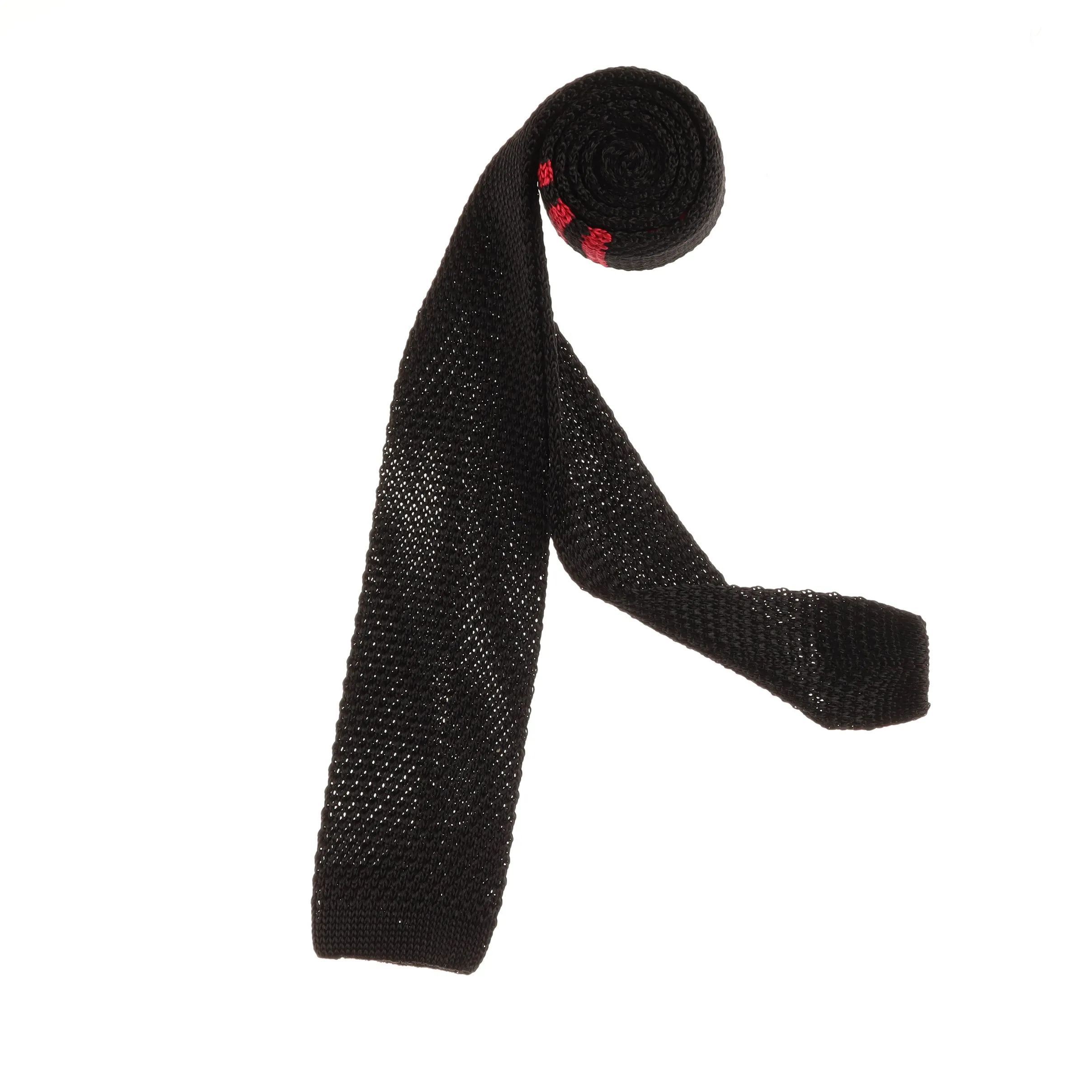 Black with Red Horizontal Knit Tie