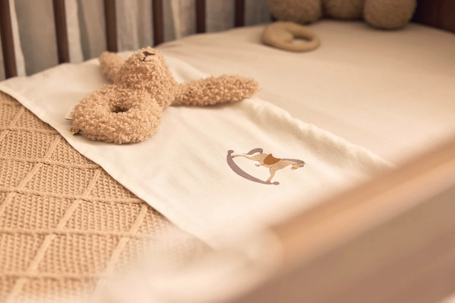 Blanket Cot 100x150cm Check Knit - Biscuit