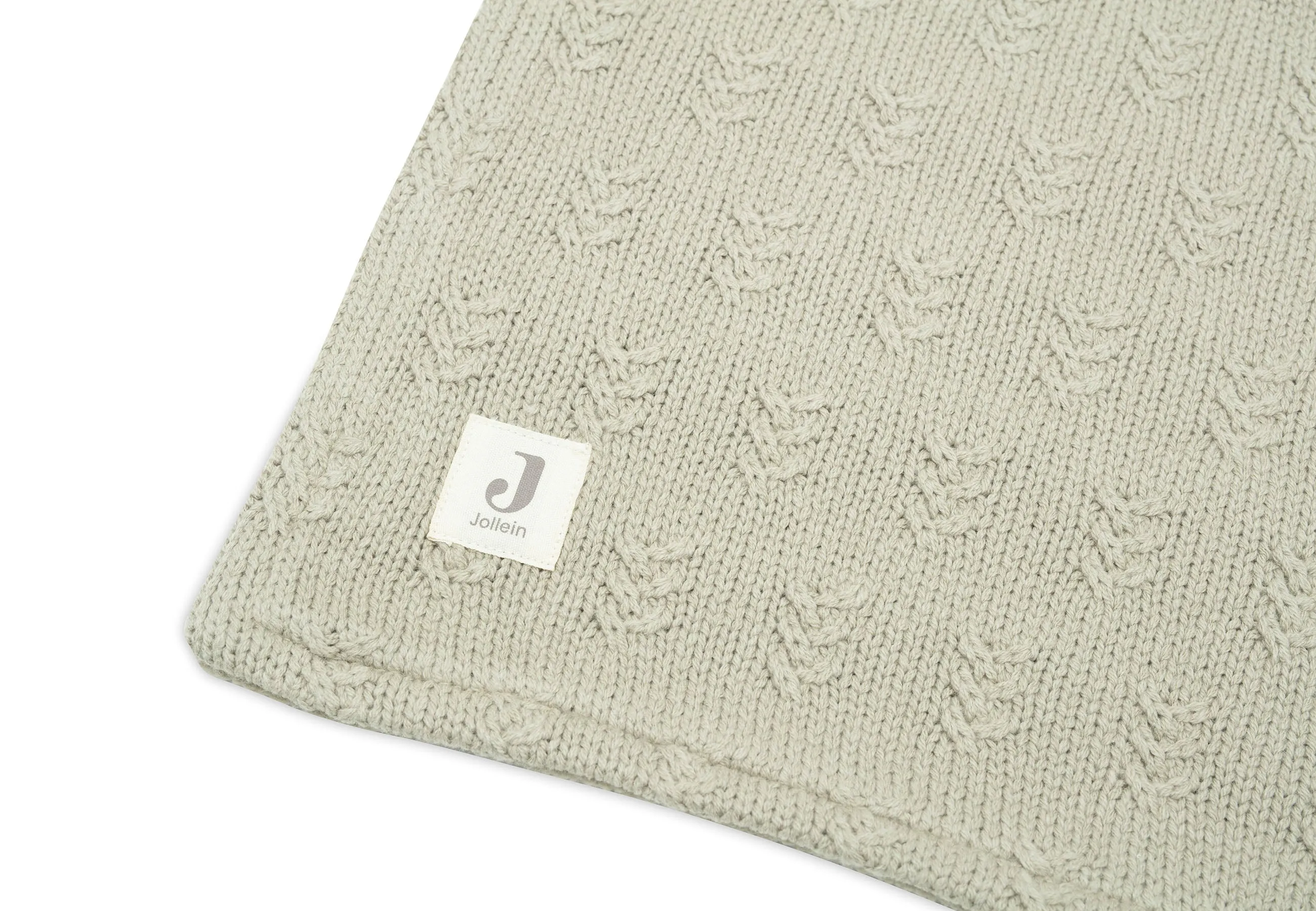 Blanket Cot 100x150cm Grain Knit - Olive Green/Velvet