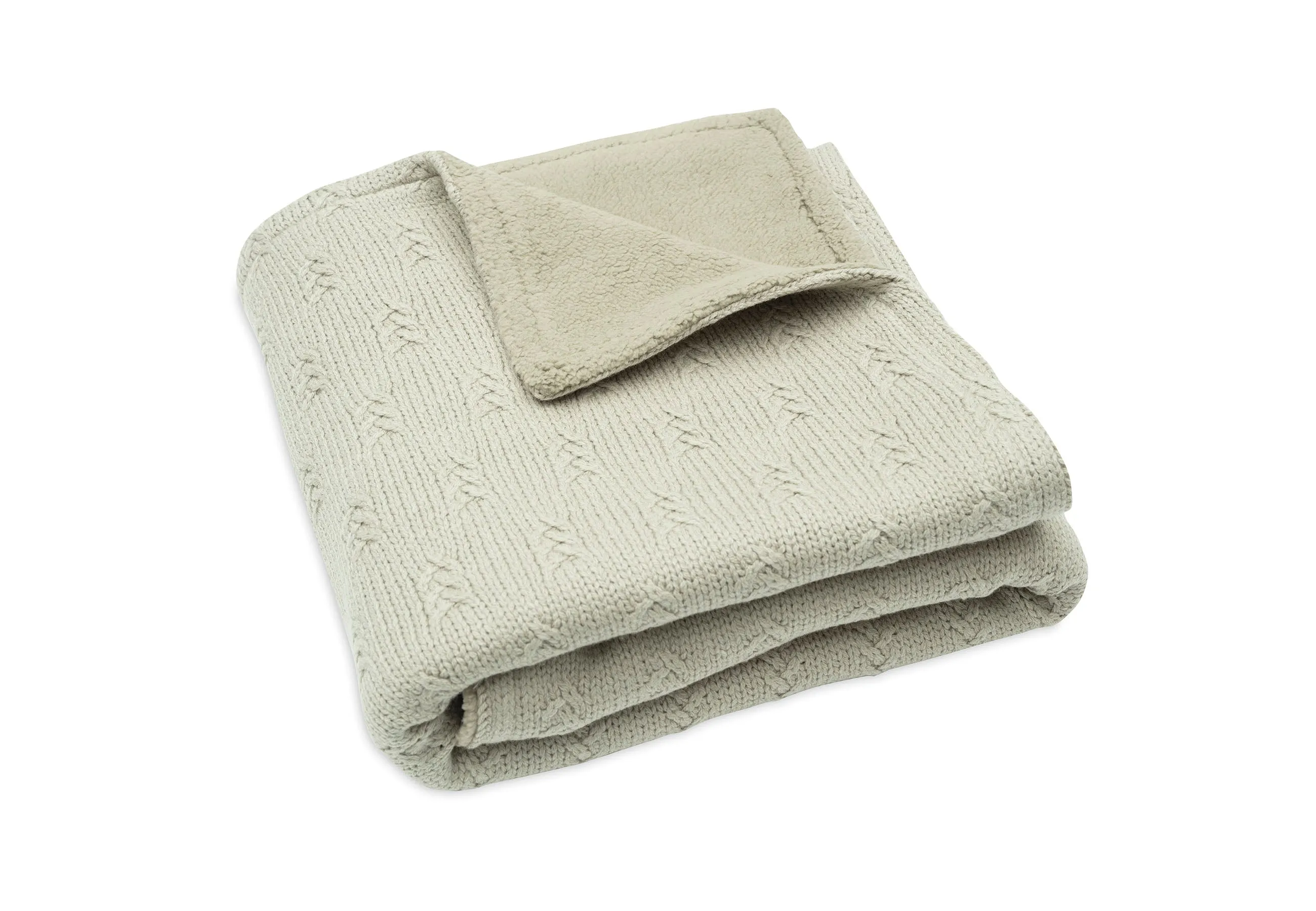 Blanket Cradle 75x100cm Grain Knit - Olive Green/Velvet