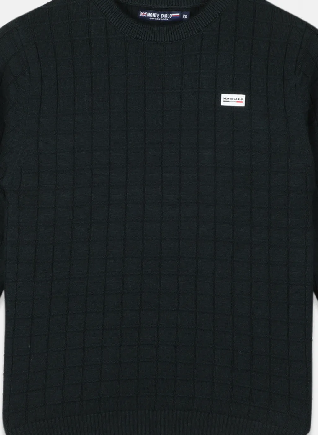 Boys Green Self Design Pullover