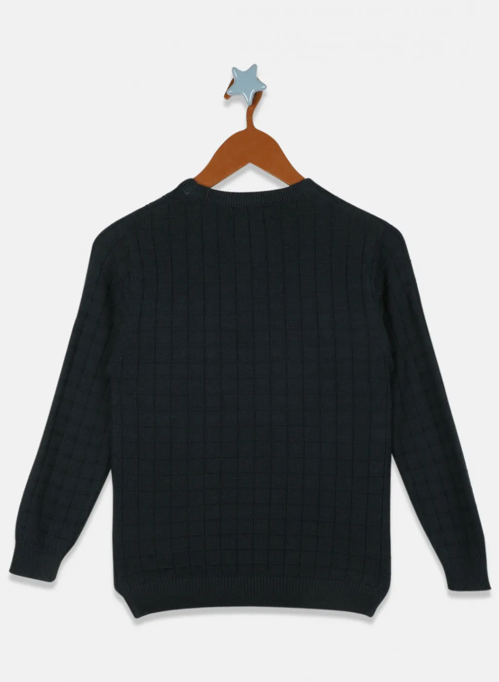 Boys Green Self Design Pullover