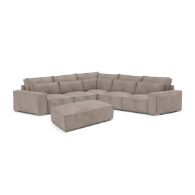 Broadgate Textured Velvet Double Corner & Footstool Set - Tender Taupe